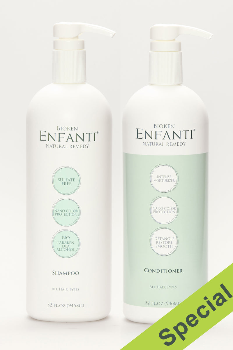 Enfanti All Hair Types Shampoo + Conditioner  Set - 32 oz - Bioken Shop