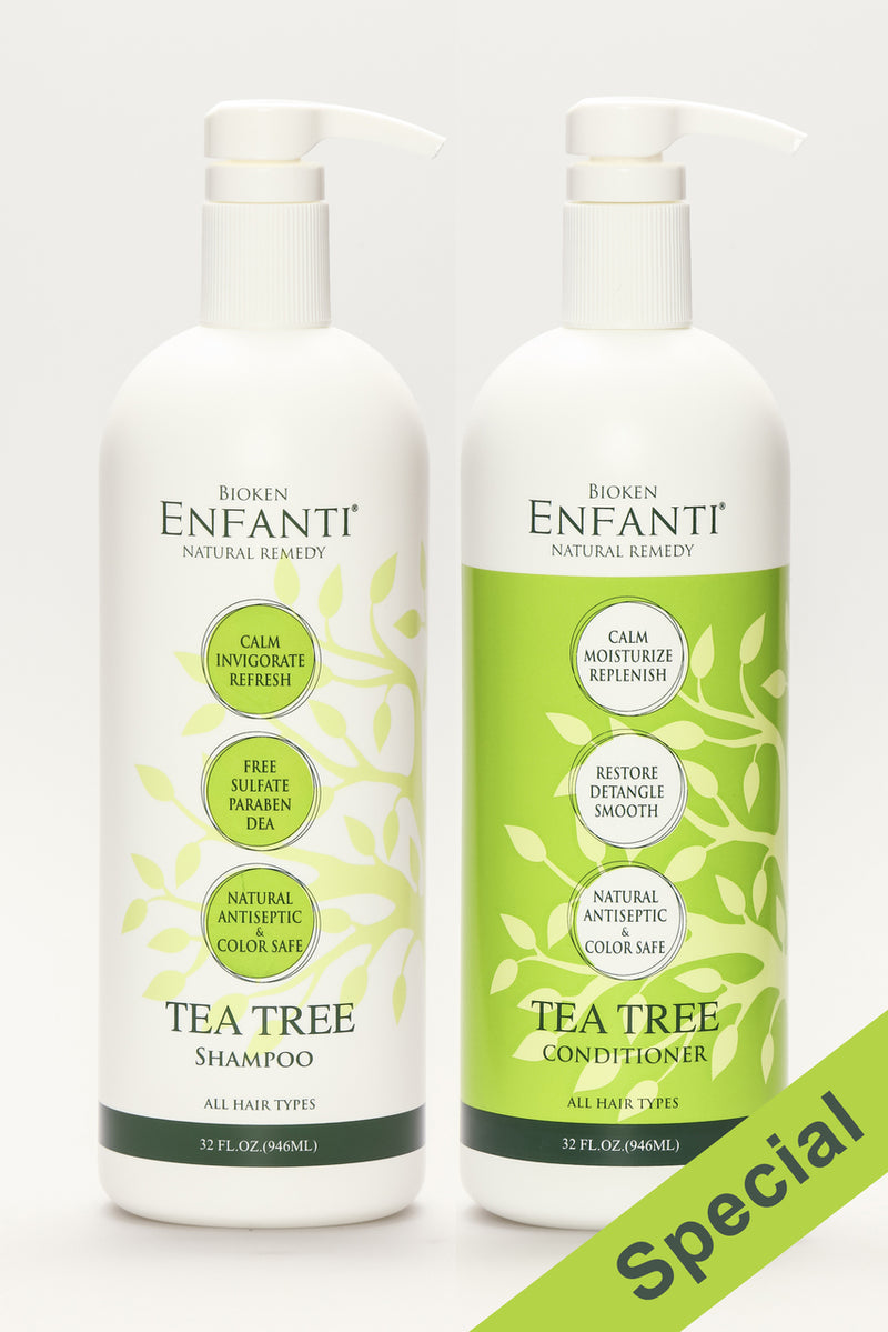 Enfanti Tea Tree Shampoo +  Conditioner  Set - 32 oz - Bioken Shop