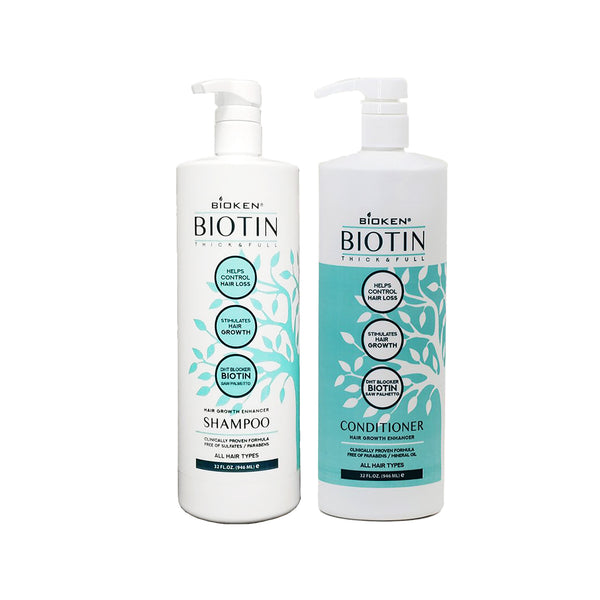 BIOTIN Shampoo + Conditioner Set 32 oz - Bioken Shop