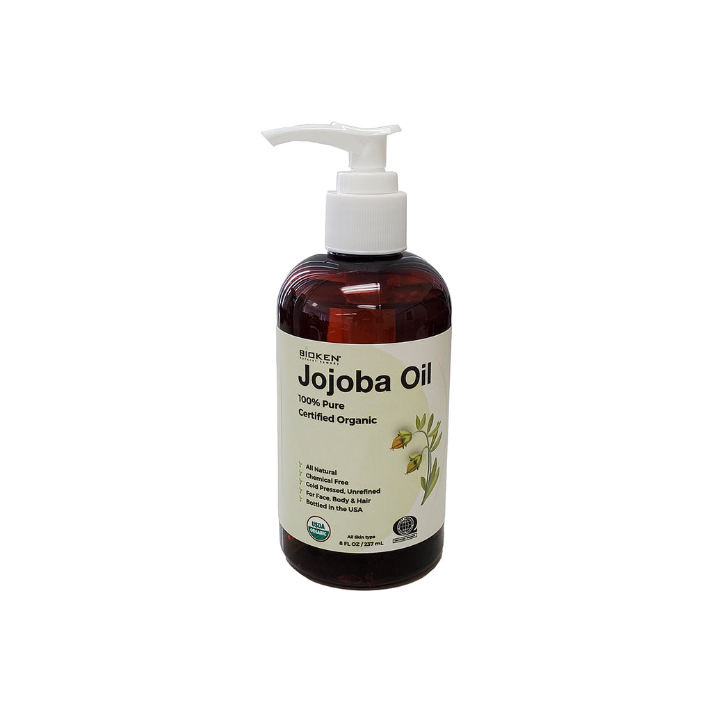 100% Pure & USDA Certified Organic Jojoba Oil 8 oz - Bioken Shop